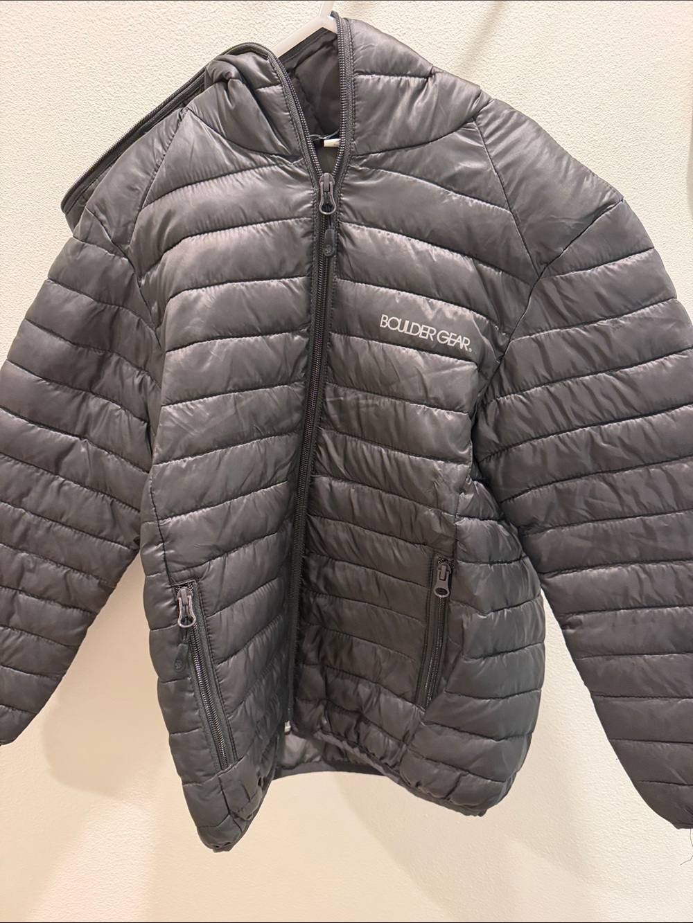 Boulder Gear Kids' Lightweight Gray Puffer Jacket with Hood